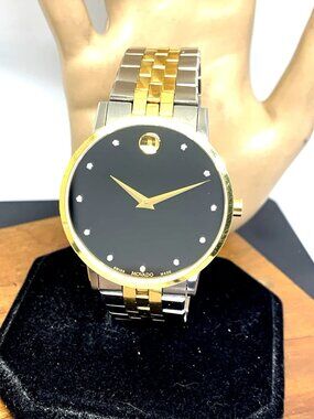 Movado Men's Watch 0607202 Museum Diamond Swiss Quartz Black Dial 2-Tone 40mm